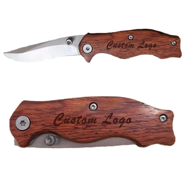 Folding Pocket Knife With Wooden Handle - Folding Pocket Knife With Wooden Handle - Image 0 of 1