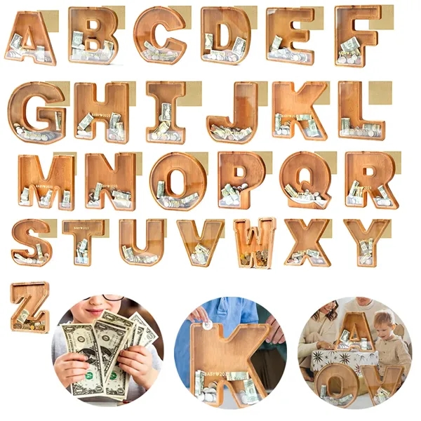 Wooden Letter Piggy Bank - Wooden Letter Piggy Bank - Image 0 of 6