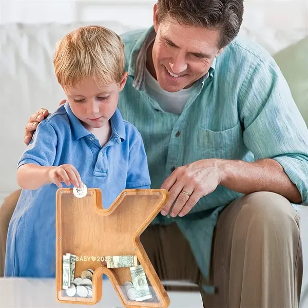 Wooden Letter Piggy Bank - Wooden Letter Piggy Bank - Image 2 of 6