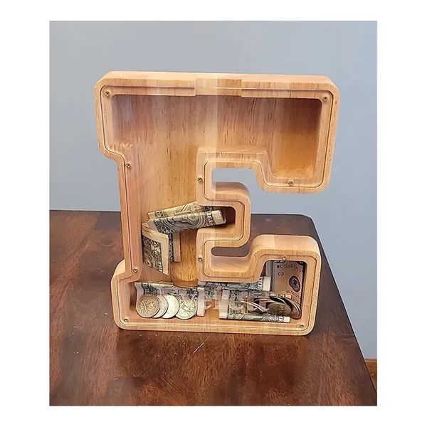 Wooden Letter Piggy Bank - Wooden Letter Piggy Bank - Image 5 of 6