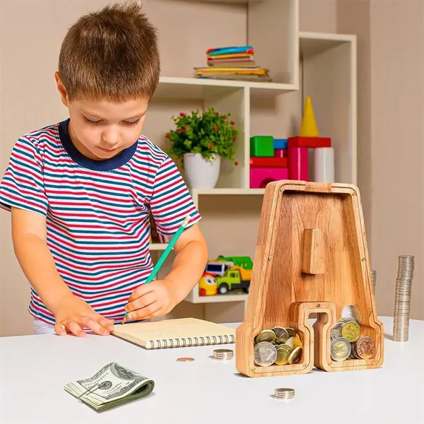 Wooden Letter Piggy Bank - Wooden Letter Piggy Bank - Image 6 of 6