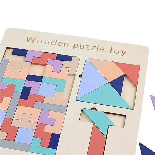 Colorful 3 In 1 Wood T-Puzzle Jigsaw - Colorful 3 In 1 Wood T-Puzzle Jigsaw - Image 2 of 2