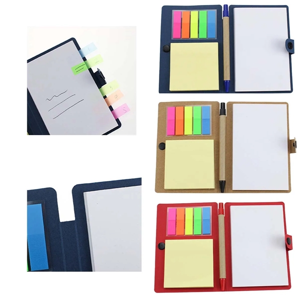Recycled Compact Sticky Notepad With Pen - Recycled Compact Sticky Notepad With Pen - Image 1 of 1