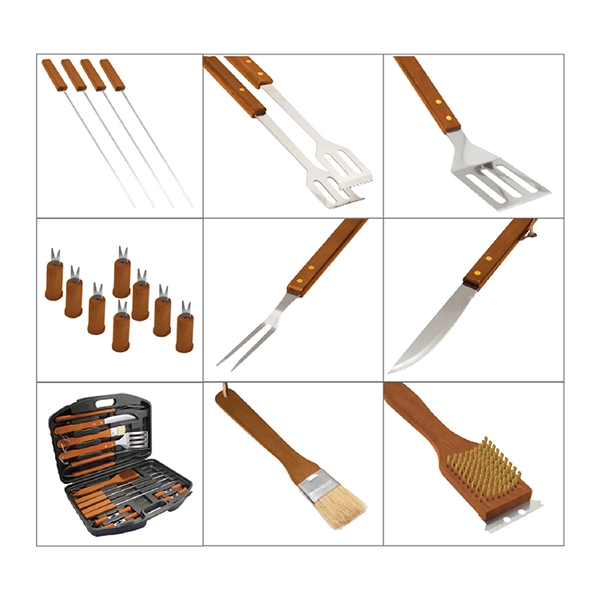 18pc BBQ Set w/ Stainless Steel Tools for Outdoor Camping - 18pc BBQ Set w/ Stainless Steel Tools for Outdoor Camping - Image 2 of 4
