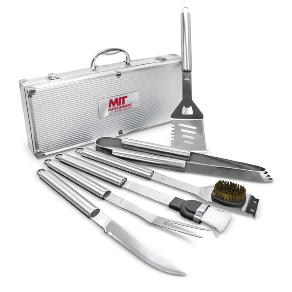 6pc BBQ Grill Set w/ Stainless Steel Tools & Aluminum Case - 6pc BBQ Grill Set w/ Stainless Steel Tools & Aluminum Case - Image 1 of 5
