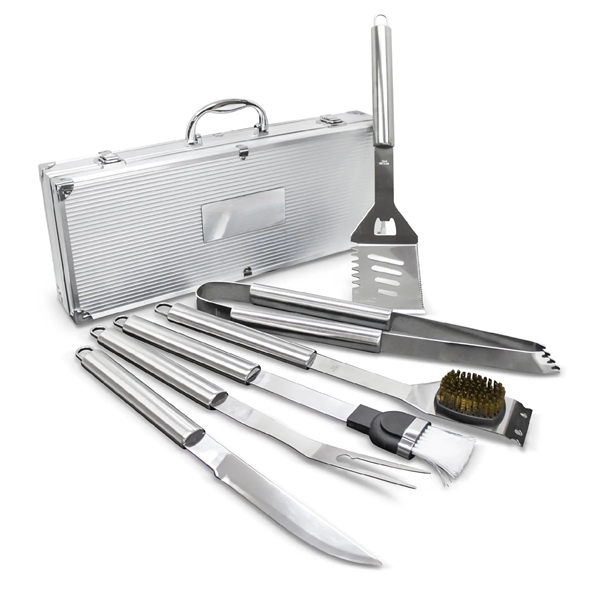 6pc BBQ Grill Set w/ Stainless Steel Tools & Aluminum Case - 6pc BBQ Grill Set w/ Stainless Steel Tools & Aluminum Case - Image 4 of 5