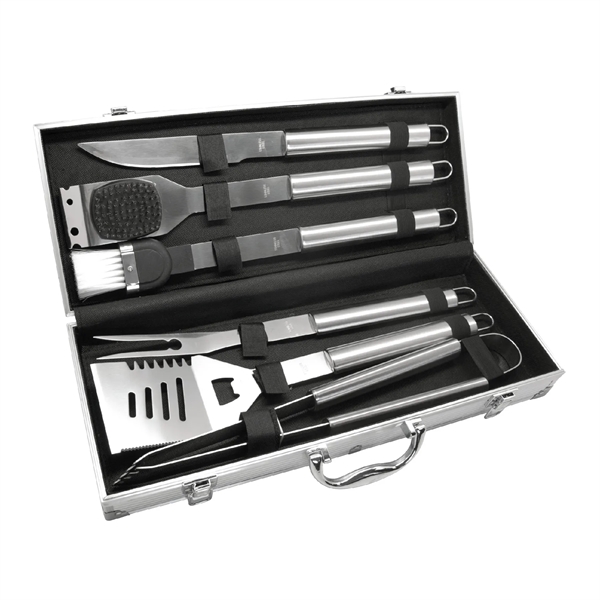 6pc BBQ Grill Set w/ Stainless Steel Tools & Aluminum Case - 6pc BBQ Grill Set w/ Stainless Steel Tools & Aluminum Case - Image 2 of 5