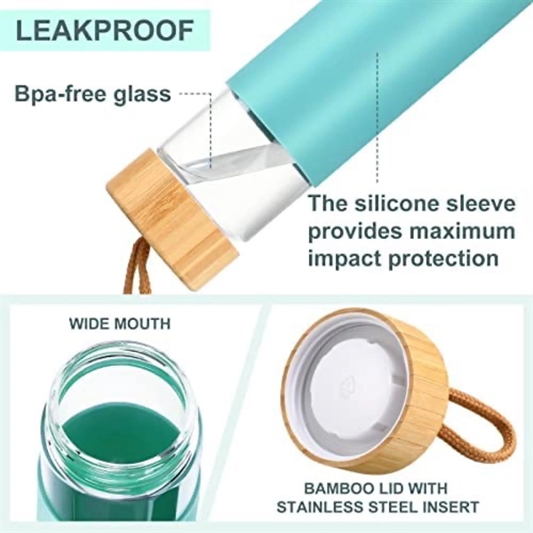 18 oz. Borosilicate Glass Water Bottle with Silicone Sleeve - 18 oz. Borosilicate Glass Water Bottle with Silicone Sleeve - Image 1 of 4