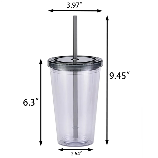 16Oz Plastic Clear Tumbler - 16Oz Plastic Clear Tumbler - Image 4 of 4