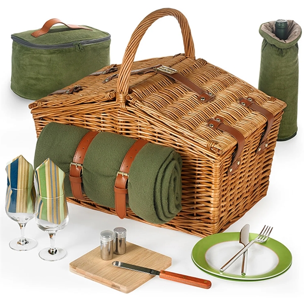 Willow Picnic Basket Set With Double Doors - Willow Picnic Basket Set With Double Doors - Image 3 of 4