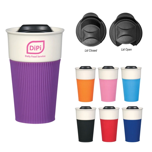 13 Oz. Ceramic Tumbler With Silicone Sleeve - 13 Oz. Ceramic Tumbler With Silicone Sleeve - Image 0 of 15