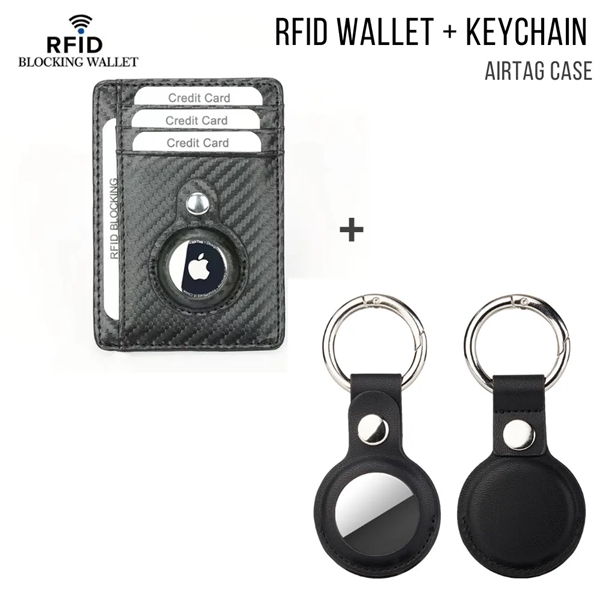 RFID Wallet + Keychain w/ Apple Tracker Holder - RFID Wallet + Keychain w/ Apple Tracker Holder - Image 0 of 10