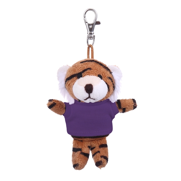 Soft Plush Tiger Keychain with Tee - Soft Plush Tiger Keychain with Tee - Image 1 of 13