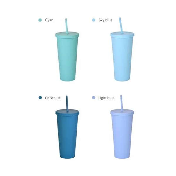 24OZ Double Wall Tumbler With Lids And Straw - 24OZ Double Wall Tumbler With Lids And Straw - Image 2 of 4