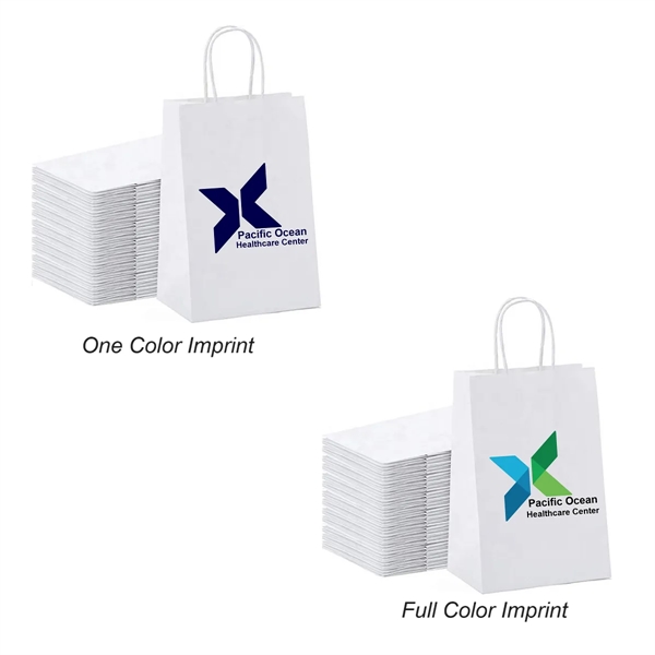 White Kraft Shopping Bags-8 1/4" H x 6" W or Customized Size - White Kraft Shopping Bags-8 1/4" H x 6" W or Customized Size - Image 0 of 0