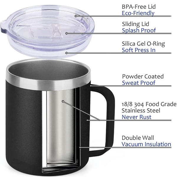 BPA Free 12oz. Insulated Coffee Mug with Lid - BPA Free 12oz. Insulated Coffee Mug with Lid - Image 2 of 9