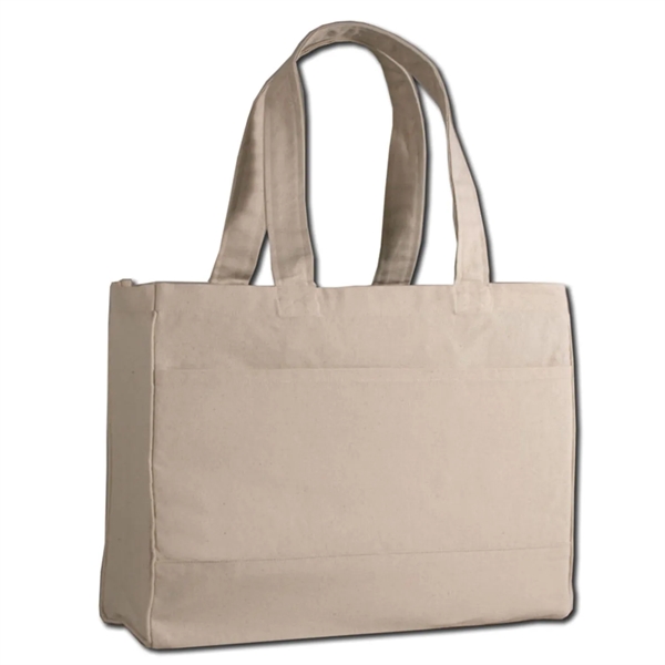 12 Oz. Cotton Canvas Tote Bag With Zipper Pocket - 12 Oz. Cotton Canvas Tote Bag With Zipper Pocket - Image 5 of 9