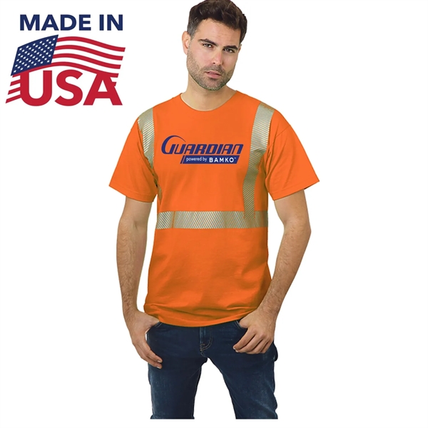 USA-Made 100% Cotton Segmented Class 2 Safety T-Shirt - USA-Made 100% Cotton Segmented Class 2 Safety T-Shirt - Image 0 of 2