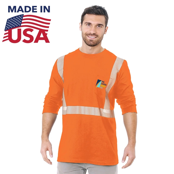 USA-Made Segmented 100% Cotton Safety Long Sleeve T-Shirt - USA-Made Segmented 100% Cotton Safety Long Sleeve T-Shirt - Image 0 of 3