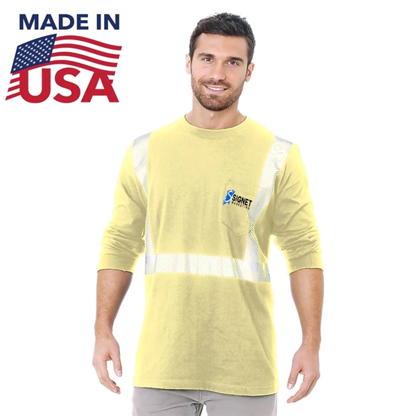 USA-Made Segmented 100% Cotton Safety Long Sleeve T-Shirt - USA-Made Segmented 100% Cotton Safety Long Sleeve T-Shirt - Image 3 of 3