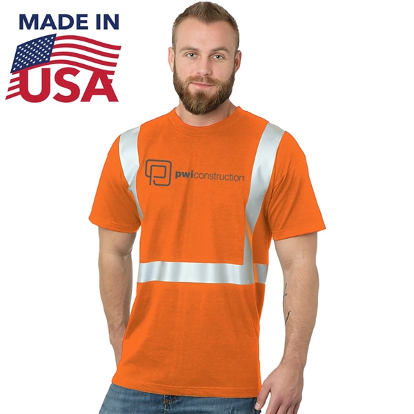 USA-Made 100% Cotton Class 2 Safety T-Shirt - USA-Made 100% Cotton Class 2 Safety T-Shirt - Image 0 of 2