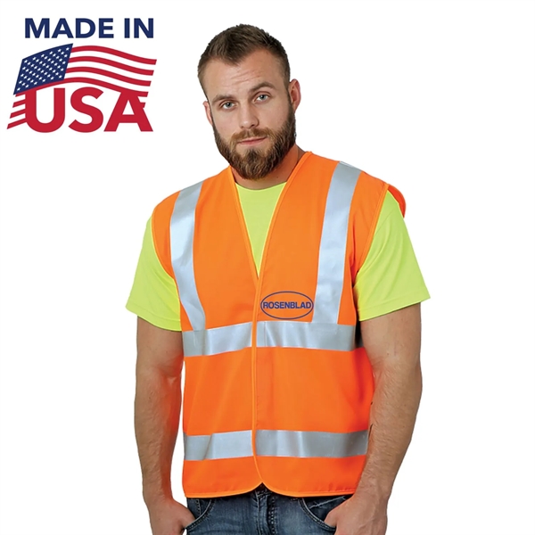 USA Made Class 2 Polyester Safety Loop & Hook Vest - USA Made Class 2 Polyester Safety Loop & Hook Vest - Image 0 of 1