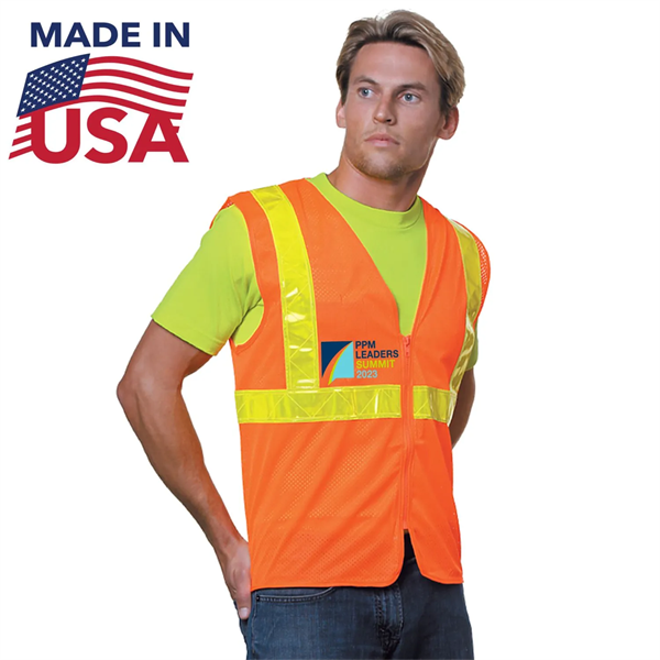 USA Made Class 2 Mesh Reflective Safety Vest - USA Made Class 2 Mesh Reflective Safety Vest - Image 0 of 1