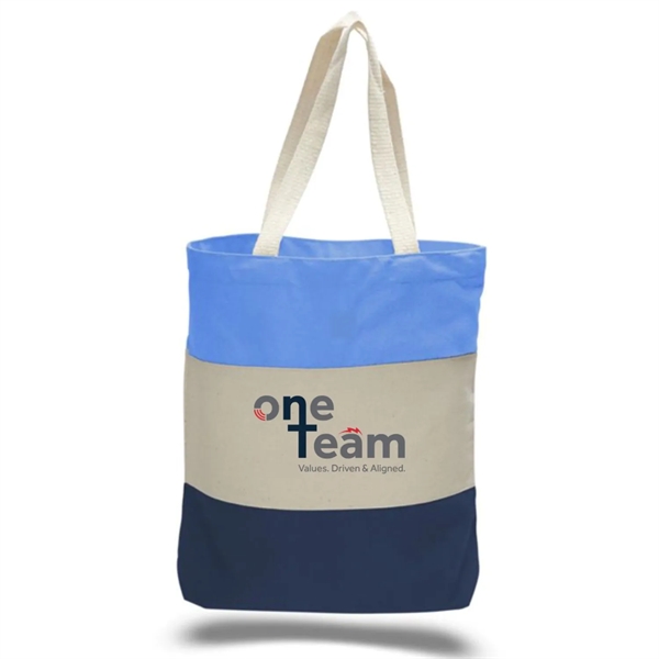 12 Oz. Canvas Tri-Color Promotional Tote Bag - 12 Oz. Canvas Tri-Color Promotional Tote Bag - Image 2 of 8