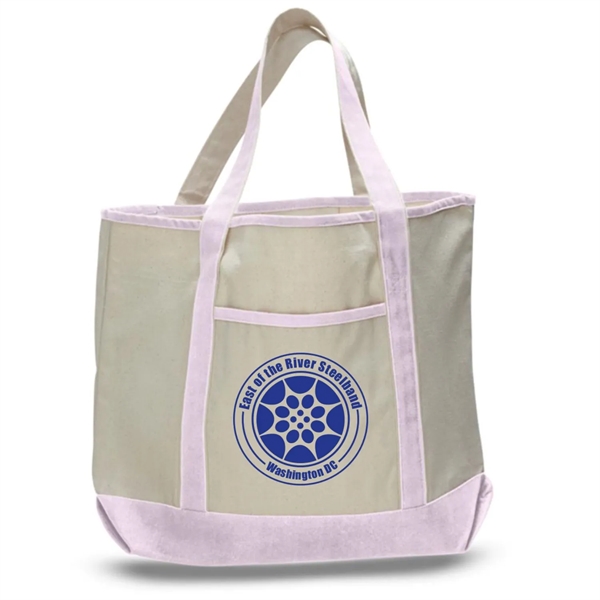 12 Oz. Large Cotton Canvas Zipper Deluxe Tote Bag - 12 Oz. Large Cotton Canvas Zipper Deluxe Tote Bag - Image 1 of 11