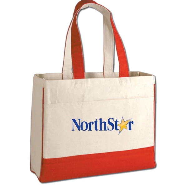 12 Oz. Cotton Canvas Tote Bag With Zipper Pocket - 12 Oz. Cotton Canvas Tote Bag With Zipper Pocket - Image 1 of 9