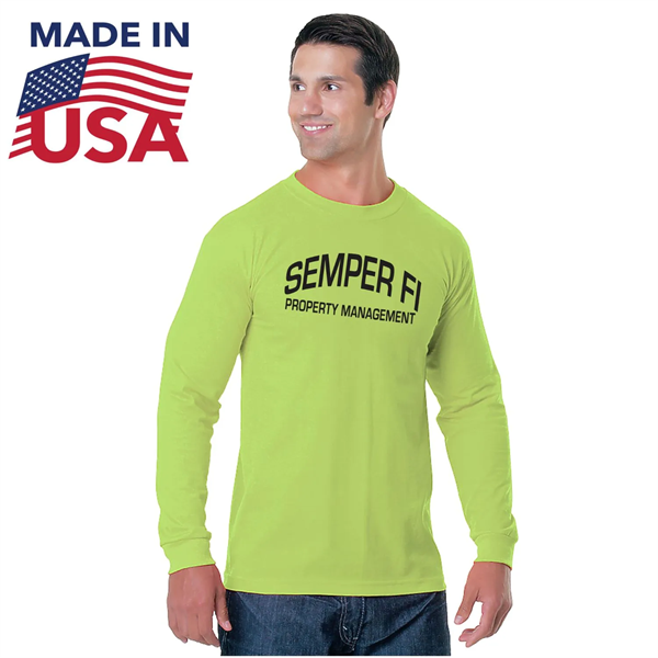 Non-ANSI USA-Made Poly-Cotton Safety Long Sleeve T-Shirt - Non-ANSI USA-Made Poly-Cotton Safety Long Sleeve T-Shirt - Image 0 of 2