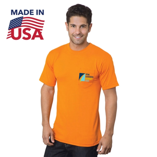 USA-Made Poly-Cotton Non-ANSI Safety T-Shirt with Pocket - USA-Made Poly-Cotton Non-ANSI Safety T-Shirt with Pocket - Image 0 of 2