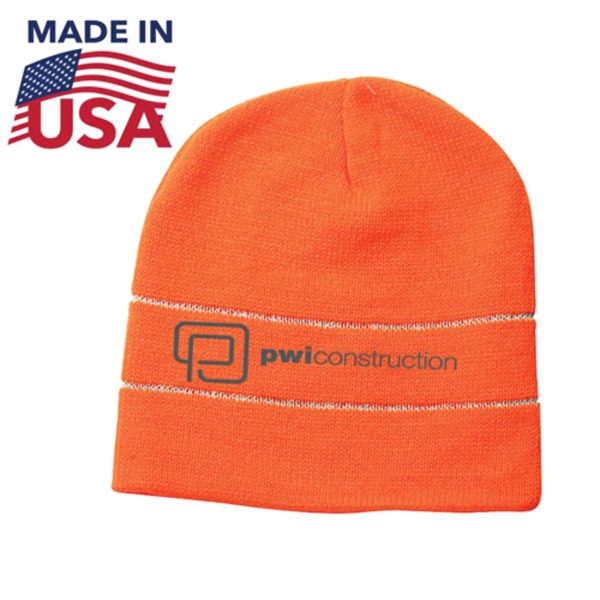 USA-Made Headwear Acrylic Safety Knit Beanie - USA-Made Headwear Acrylic Safety Knit Beanie - Image 0 of 2