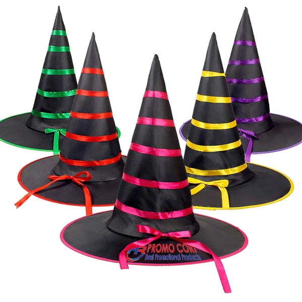 Custom Logo Halloween Witch Hat With Colorful Ribbons - Custom Logo Halloween Witch Hat With Colorful Ribbons - Image 0 of 4