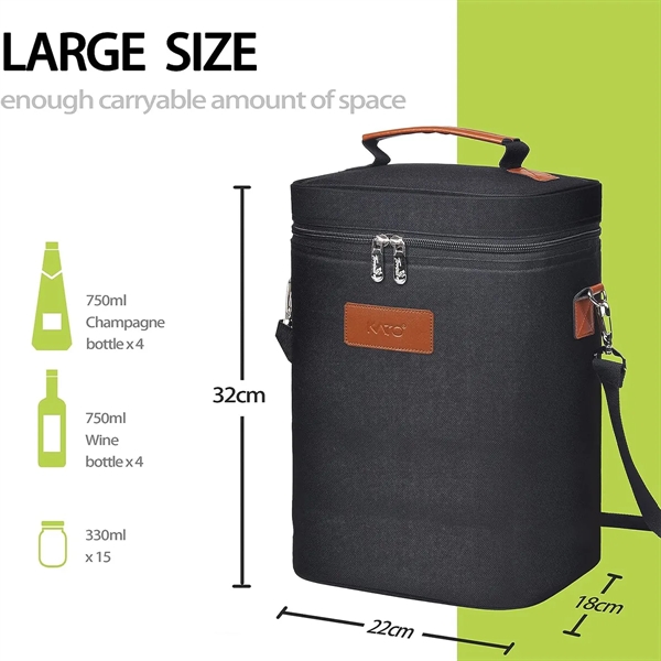 Wine Insulated Tote Bag for 4 Bottles Cooler Carrying Case - Wine Insulated Tote Bag for 4 Bottles Cooler Carrying Case - Image 2 of 6