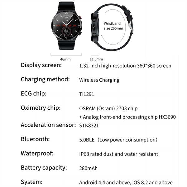 ECG Health and Fitness Smartwatch - ECG Health and Fitness Smartwatch - Image 3 of 4