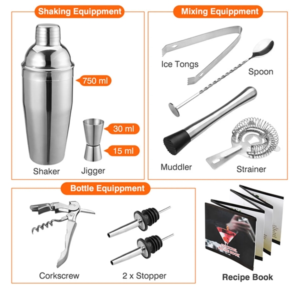11 pcs Bartender Set Drink Cocktail Shakers wt Bamboo Stand - 11 pcs Bartender Set Drink Cocktail Shakers wt Bamboo Stand - Image 2 of 6