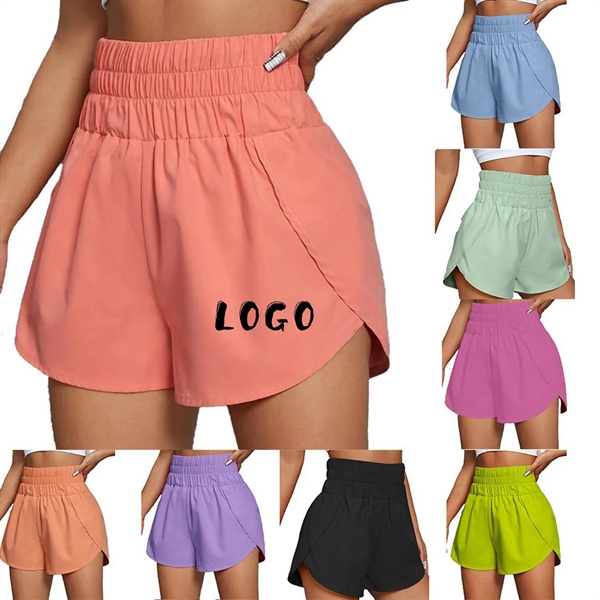Women High Waist Athletic Running Yoga Gym Shorts with Pocke - Women High Waist Athletic Running Yoga Gym Shorts with Pocke - Image 0 of 6