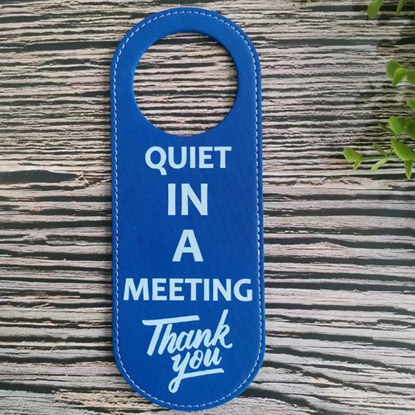 Oval Shape PU Leather Hotel Door Hanger - Oval Shape PU Leather Hotel Door Hanger - Image 2 of 3