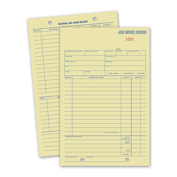 Job Work Order Cards, Padded - Job Work Order Cards, Padded - Image 0 of 0