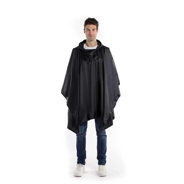 Hooded Rain Poncho for Adult with Pocket - Hooded Rain Poncho for Adult with Pocket - Image 1 of 16