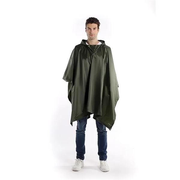 Hooded Rain Poncho for Adult with Pocket - Hooded Rain Poncho for Adult with Pocket - Image 3 of 16