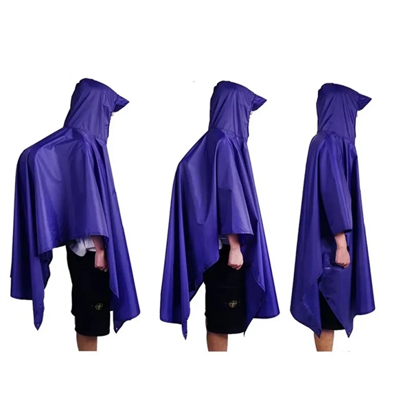 Hooded Rain Poncho for Adult with Pocket - Hooded Rain Poncho for Adult with Pocket - Image 4 of 16