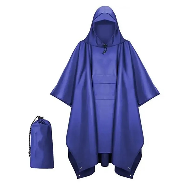 Hooded Rain Poncho for Adult with Pocket - Hooded Rain Poncho for Adult with Pocket - Image 5 of 16