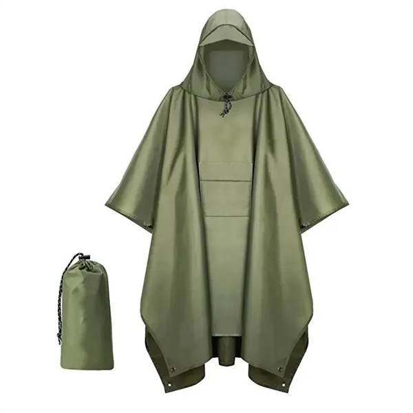 Hooded Rain Poncho for Adult with Pocket - Hooded Rain Poncho for Adult with Pocket - Image 7 of 16