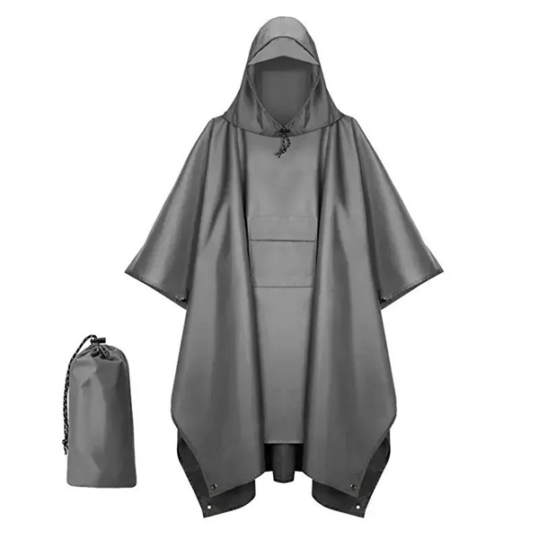 Hooded Rain Poncho for Adult with Pocket - Hooded Rain Poncho for Adult with Pocket - Image 8 of 16