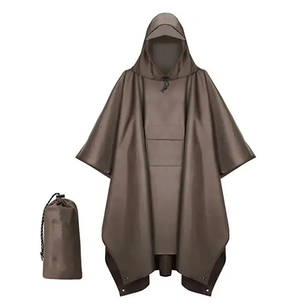 Hooded Rain Poncho for Adult with Pocket - Hooded Rain Poncho for Adult with Pocket - Image 11 of 16