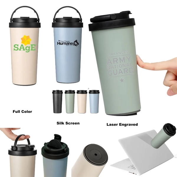 14 oz Stainless Steel Insulated Suction Tumbler With Handle - 14 oz Stainless Steel Insulated Suction Tumbler With Handle - Image 0 of 9