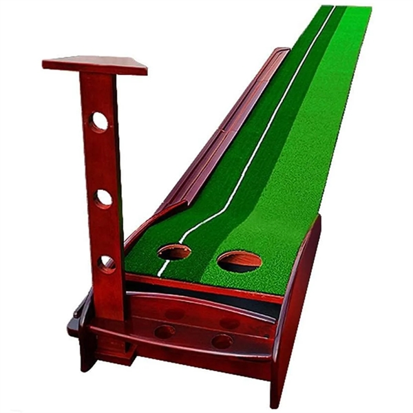 Wood Indoor Golf Putting Mat Green with Ball Return - Wood Indoor Golf Putting Mat Green with Ball Return - Image 2 of 2