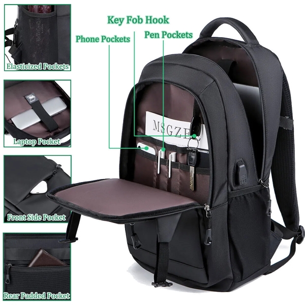 Business USB 15.6 inch Travel Laptop Backpack - Business USB 15.6 inch Travel Laptop Backpack - Image 1 of 5